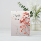 Rose Gold Blätter auf Marmor Danke Karte (Stehend Vorderseite)