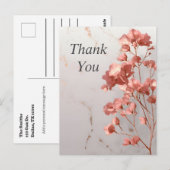 Rose Gold Blätter auf Marmor Danke Karte (Vorne/Hinten)