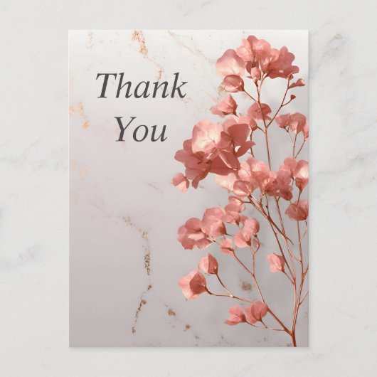 Rose Gold Blätter auf Marmor Danke Karte (Vorderseite)