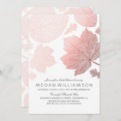 Rose Gold Blätter Elegant Bridal Dusche Einladung (Vorne/Hinten)
