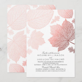 Rose Gold Blätter Elegante Weiße Hochzeit im Herbs Einladung