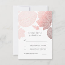 Rose Gold Blätter Hochzeit im Herbst RSVP Cards