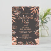 Rose Gold Blätter Junggeselinnen-Abschied Einladun Einladung (Stehend Vorderseite)