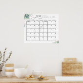 Rose Gold Blätter Succulent Guess Due Date Calenda Poster (Küche)