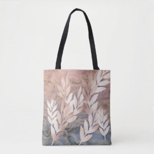 'Rose Gold'-Blätterfronten auf rosa/blaue Waves Bk Tasche