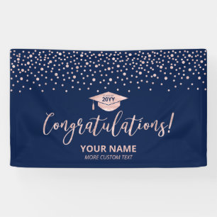 Rose Gold Blau Konfetti Gratulation Abschluss  Banner