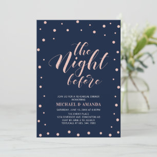 Rose Gold, Blaue Moderne Typografie Probeessen Einladung