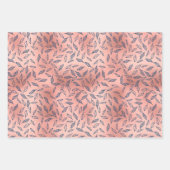Rose Gold Blauer botanischer Jeder Anlass Geschenkpapier Set (Vorderseite 2)