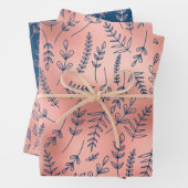 Rose Gold Blauer botanischer Jeder Anlass Geschenkpapier Set (Beispiel)