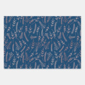 Rose Gold Blauer botanischer Jeder Anlass Geschenkpapier Set (Vorderseite 3)