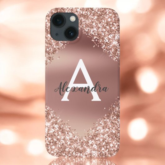 Rose Gold Bling Luxus Sparkle Glitzer Monogram Ca Case-Mate iPhone Hülle
