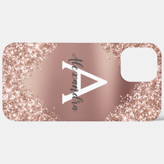 Rose Gold Bling Luxus Sparkle Glitzer Monogram Case-Mate iPhone Hülle (Rückseite / Rechts)
