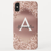 Rose Gold Bling Luxus Sparkle Glitzer Monogram Case-Mate iPhone Hülle (Rückseite)