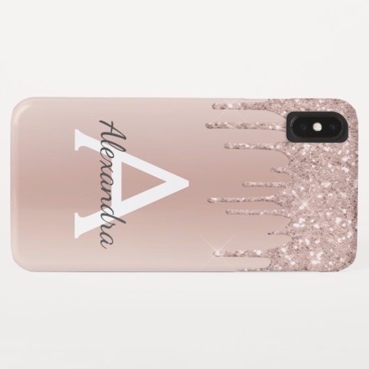 Rose Gold Bling Luxus Sparkle Glitzer Monogram Case-Mate iPhone Hülle (Rückseite (Horizontal))