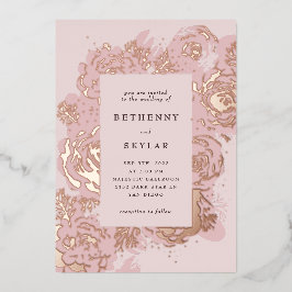 Rose Gold Bloms Foil Einladung