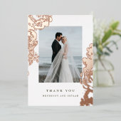 Rose Gold Bloom Foil Vielen Dank Folieneinladung (Stehend vorne)