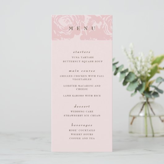 Rose Gold Bloom Wedding Menü (Stehend Vorderseite)
