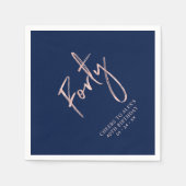 Rose Gold & Blue 40 Erwachsene 40. Geburtstag Part Serviette (Vorderseite)