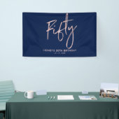 Rose gold & Blue 50. Geburtstagsparty Banner (Messeveranstaltung)