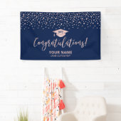 Rose Gold Blue Confetti Gratulation Abschluss Banner (Insitu)