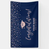 Rose Gold Blue Confetti Gratulation Abschluss Banner (Vertikal)