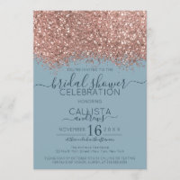 Rose Gold Blue Glitzer Confetti Brautparty