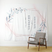 Rose Gold Blue Greenerity Hochzeitsreise Foto Hint Wandteppich (Beispiel (Horizontal))