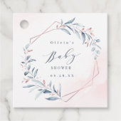 Rose Gold Blue Greenerric Geometric Baby Dusche Geschenkanhänger (Vorderseite)