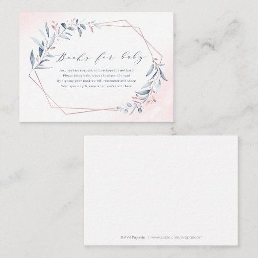 Rose Gold Blue Greenerric Geometric Books Request Begleitkarte (Vorne/Hinten)