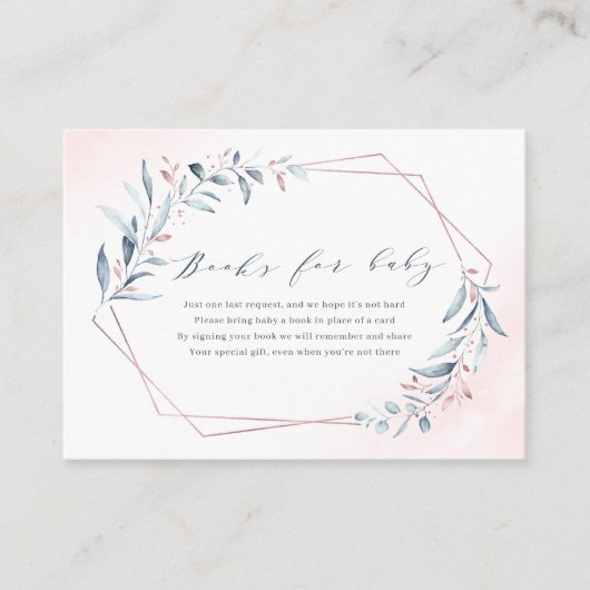 Rose Gold Blue Greenerric Geometric Books Request Begleitkarte (Vorderseite)