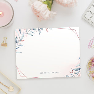 Rose Gold Blue Greenery Personalisiert Stationery Mitteilungskarte