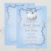 Rose Gold Blue Storybook White Pumpkin Bridal