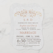 Rose Gold Blüh Swirl White Wedding Einladung (Vorne/Hinten)