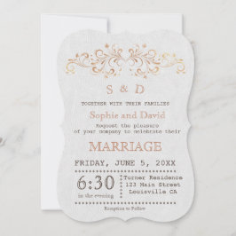 Rose Gold Blüh Swirl White Wedding Einladung