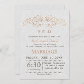 Rose Gold Blüh Swirl White Wedding Einladung (Vorne/Hinten)