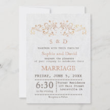 Rose Gold Blüh Swirl White Wedding Einladung