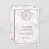 Rose Gold Blühte White Marble Islamic Mehndi Begleitkarte (Vorne/Hinten)