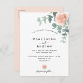 Rose Gold Blume Eukalyptus Grüne Hochzeit Postkarte (Vorne/Hinten)