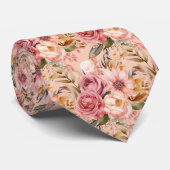 Rose Gold Blume Floral Neck Tie Krawatte (Gerollt)
