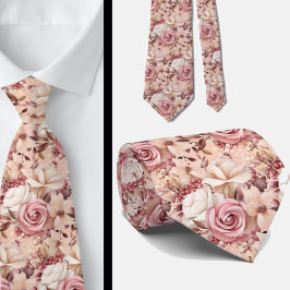 Rose Gold Blume Floral Neck Tie Krawatte