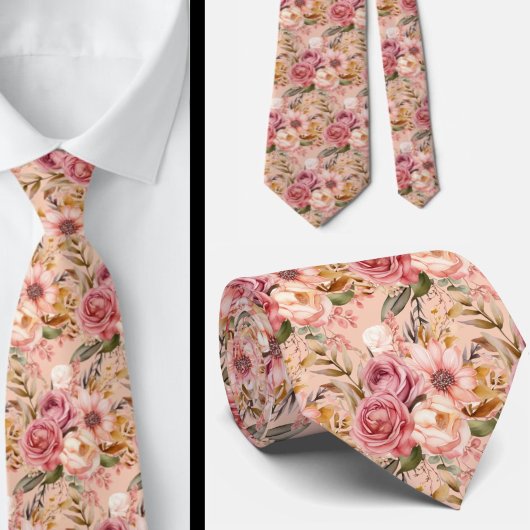 Rose Gold Blume Floral Neck Tie Krawatte
