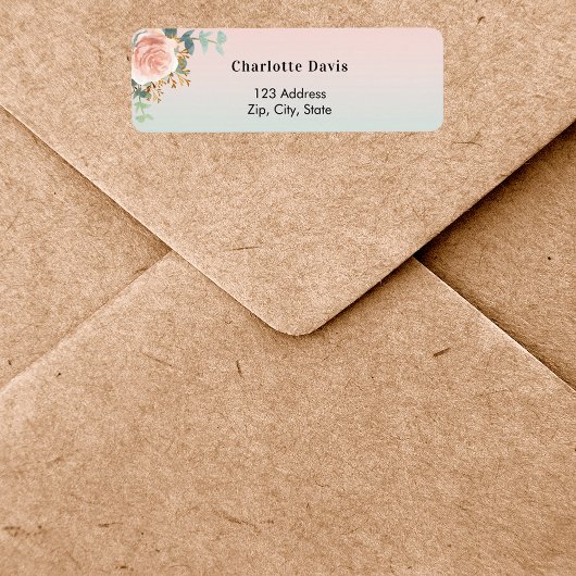 Rose Gold Blume grüne Rücksendeadresse