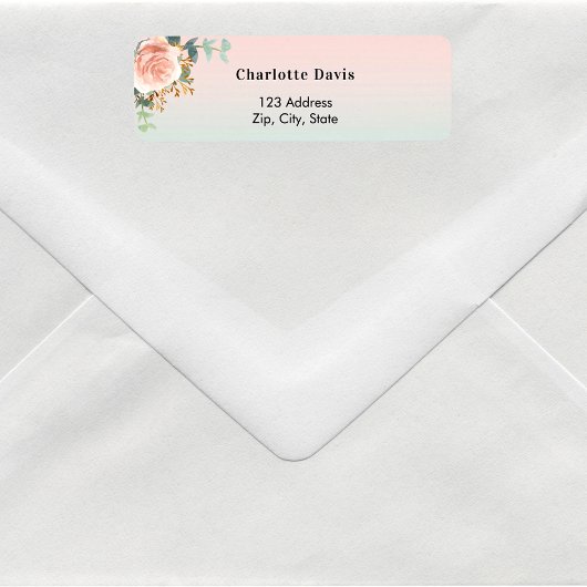 Rose Gold Blume grüne Rücksendeadresse