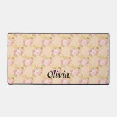 Rose Gold Blume individuelle Name-Skript Schreibtischunterlage (Vorderseite)