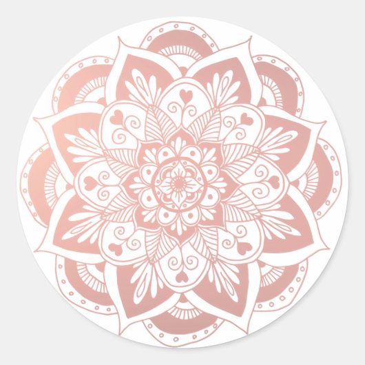 Rose Gold Blume Mandala Sticker (Vorderseite)