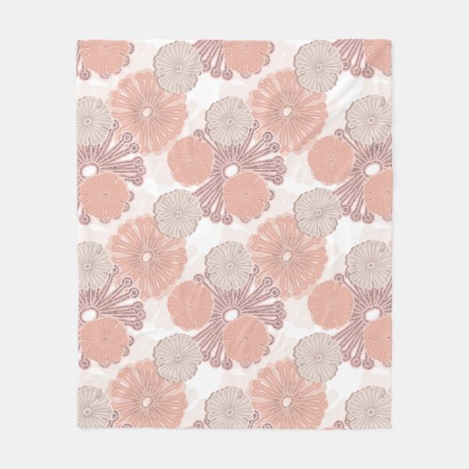 Rose Gold Blume Muster Fleecedecke (Vorderseite)