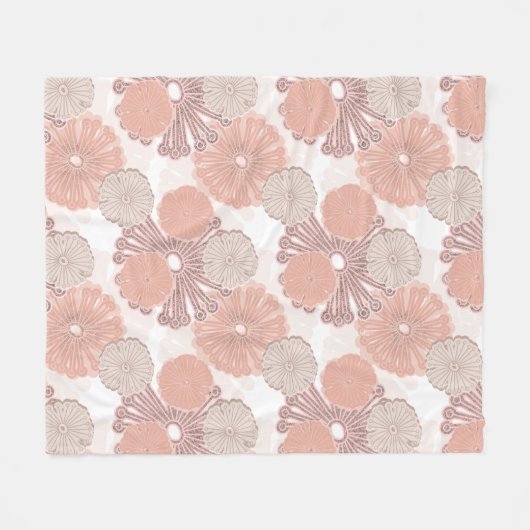 Rose Gold Blume Muster Fleecedecke (Vorderseite (Horizontal))