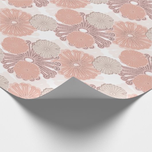 Rose Gold Blume Muster Geschenkpapier (Ecke)