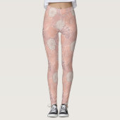 Rose Gold Blume Muster Leggings (Vorderseite)