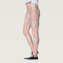 Rose Gold Blume Muster Leggings